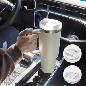 40oz Straw Coffee Insulation Cup With Handle Portable Car Stainless Steel Water Bottle LargeCapacity Travel BPA Free Thermal Mug