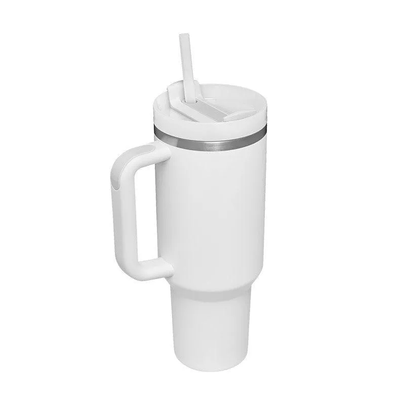 40oz Straw Coffee Insulation Cup With Handle Portable Car Stainless Steel Water Bottle LargeCapacity Travel BPA Free Thermal Mug