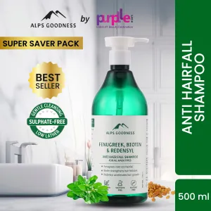 Alps Goodness Fenugreek Biotin & Redensyl Anti Hairfall Shampoo for All Hair Types (500 ml) | Sulphate Free Silicone Free Paraben Free | Gentle & Mild Cleansing Shampoo| Vegan | Hairfall Control Shampoo