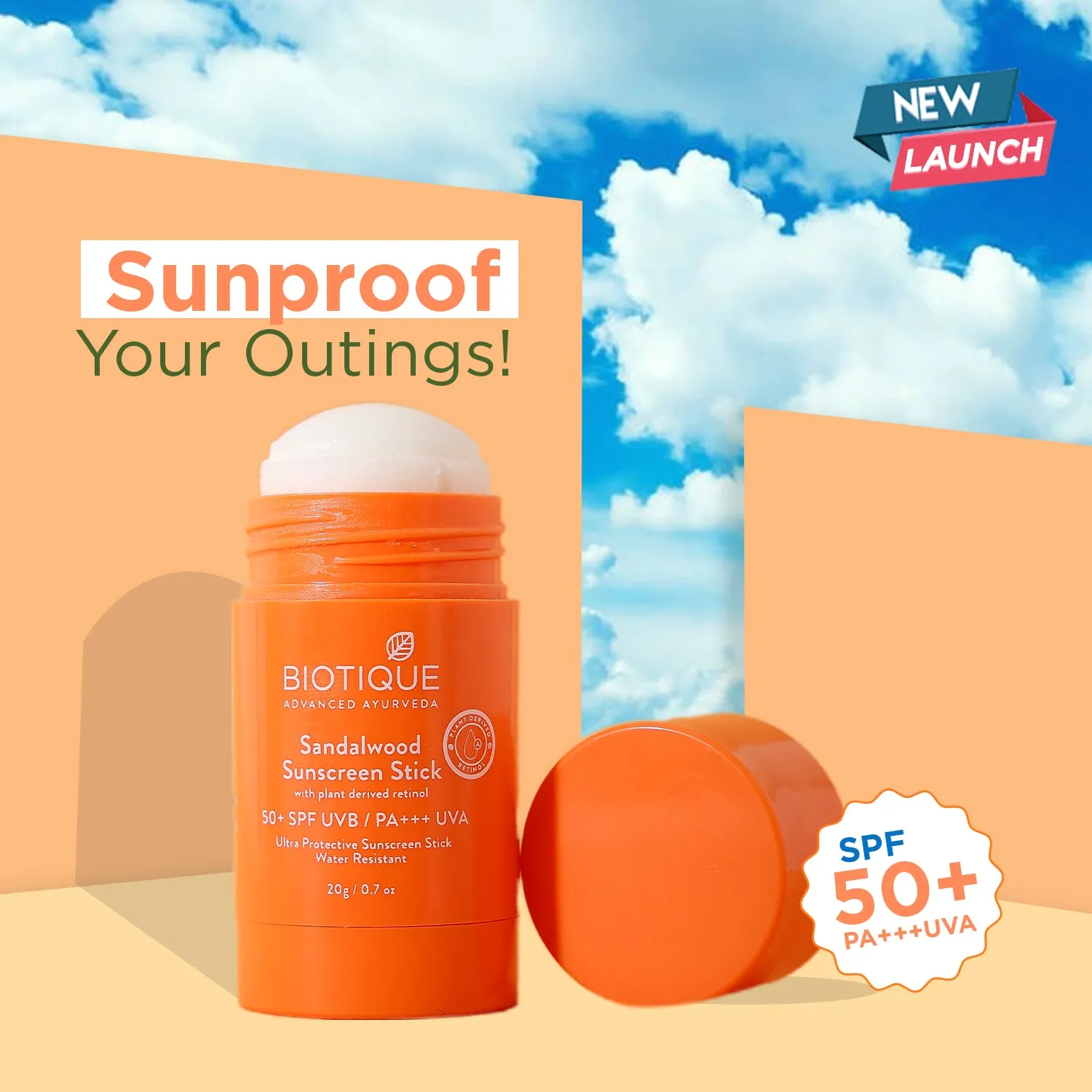 Biotique Sandalwood Sunscreen Stick, SPF 50  --20g