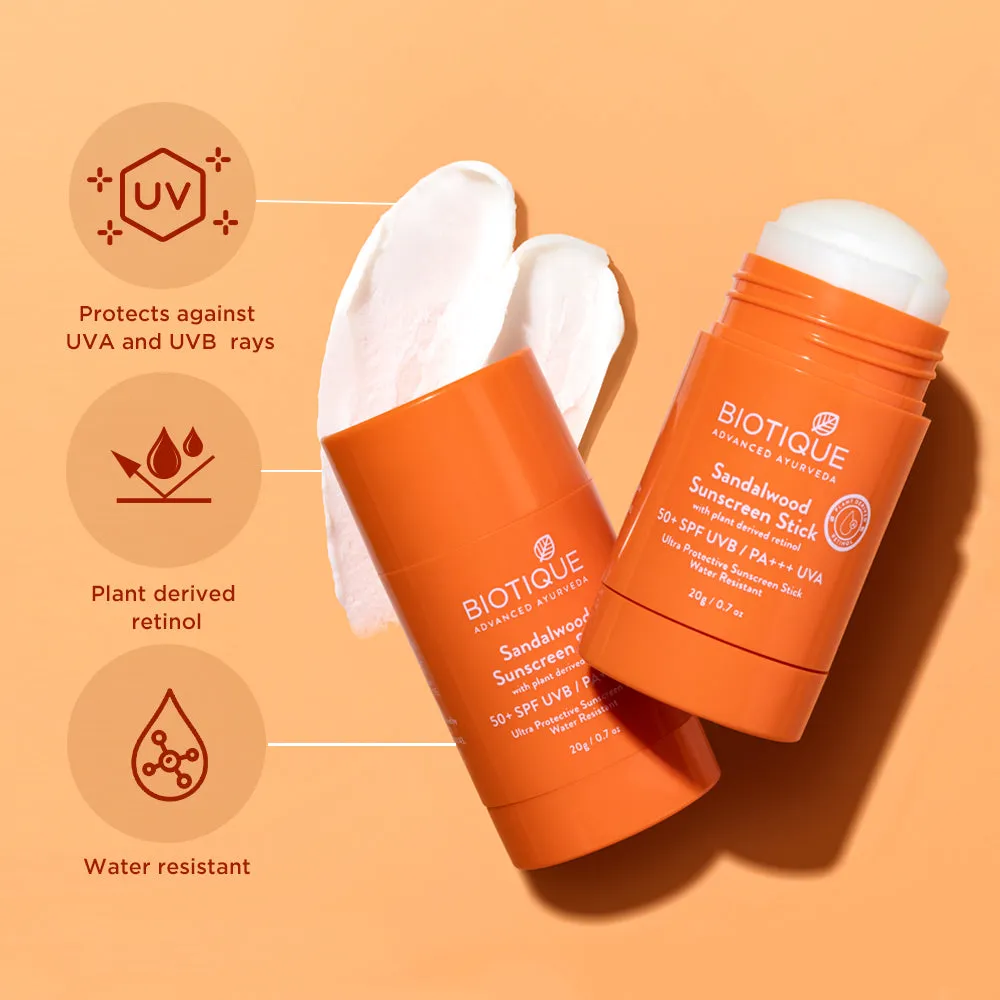 Biotique Sandalwood Sunscreen Stick, SPF 50  --20g