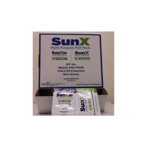 Coretex 71444 Sun X SPF 30  Broad Spectrum Sunscreen Lotion Foil Pack with Attached Dry Towelettes, Bulk Pack, Case of 150