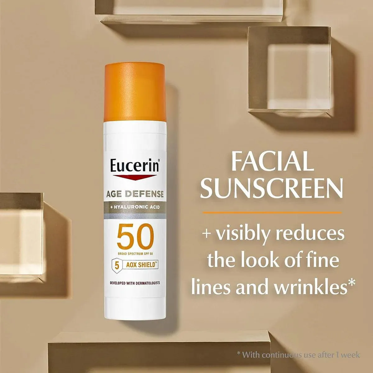 Eucerin - Age Defense SPF 50 Face Sunscreen Lotion   Hyaluronic Acid - 75ml