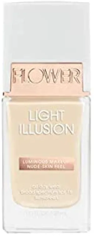 Flower Beauty Light Illusion Foundation with SPF 18 - Liquid Foundation Makeup with Buildable Coverage & Breathable/Lightweight Formula - Natural Complexion (Shell)