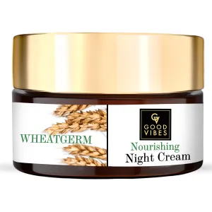 Good Vibes Wheatgerm Nourishing Night Cream | Anti-Inflammatory, Heals Scars | With Almond Oil | Np Parabens, No Sulphates, No Mineral Oil (100 g)