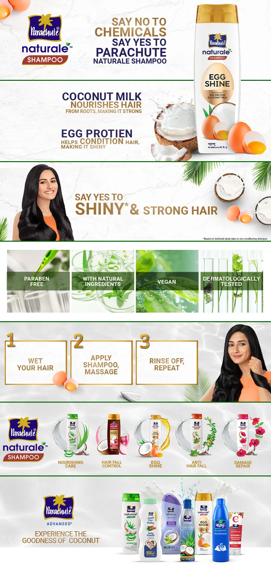 HAIR CARE BUNDLE - Parachute Naturale Shampoo Egg Shine 330ml & Aloe Vera Enriched Coconut Hair Oil 250ml