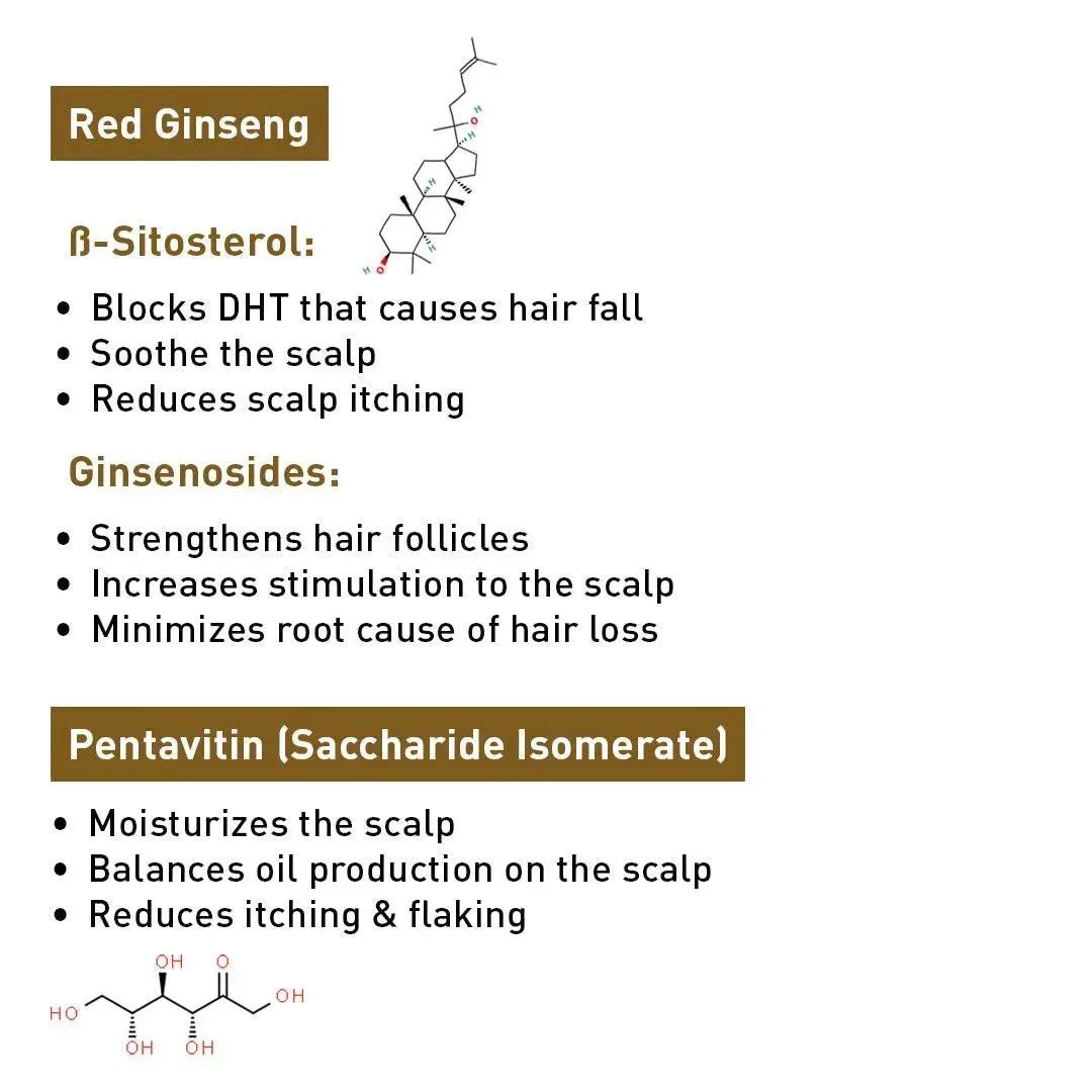 Korean Red Ginseng Hair Growth Shampoo, Blocks DHT, Pentavitin, Decyl Glucoside   Conditioners, Hydration Nourishes Hair & Scalp