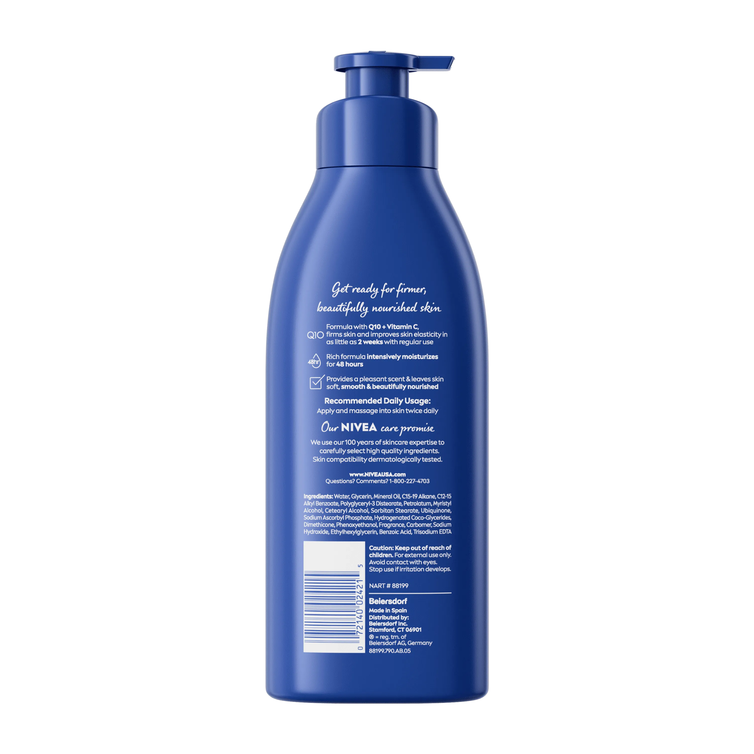 NIVEA Nourishing Skin Firming Body Lotion with Q10 and Vitamin C, 16.9 Fl Oz Pump Bottle