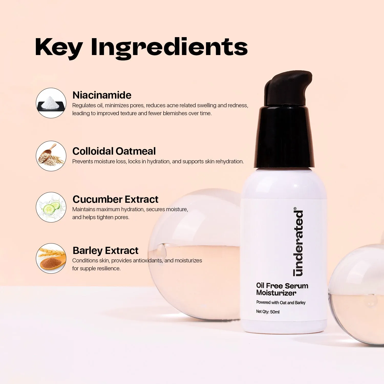 Oil Free Serum Moisturizer - 50ml | For Long Lasting Hydration